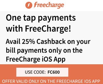 India Desire : Freecharge iOS APP User Offer: Get 25% Cashback On Bill Payment [FC600]